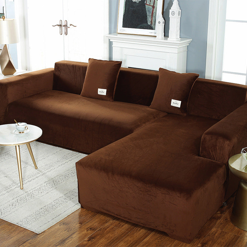 Soft and Durable Suede Pure Color Elastic Sofa Cover