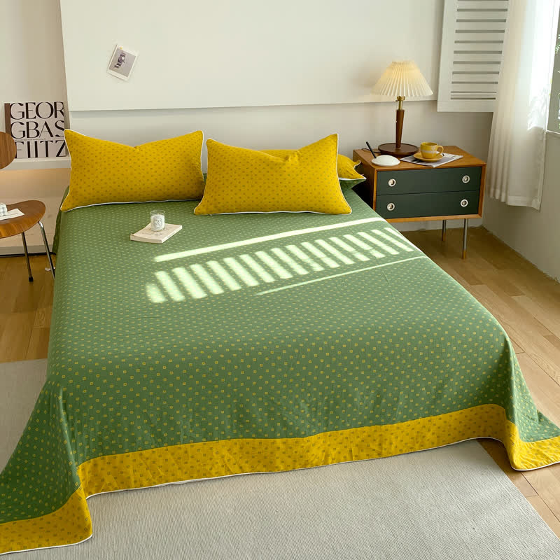 Soft Square Print Cotton Gauze Lightweight Coverlet
