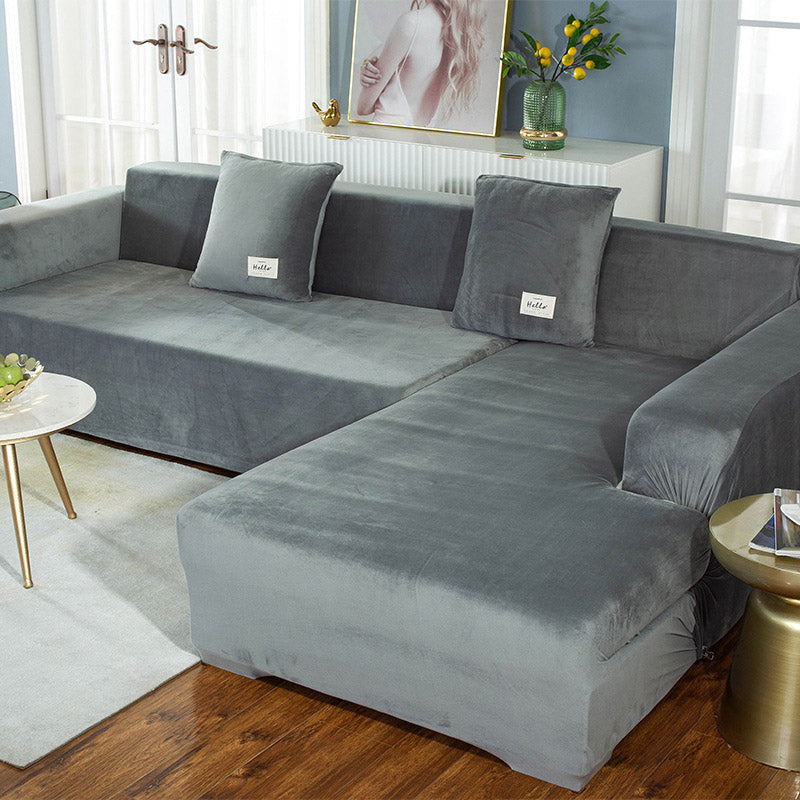 Soft and Durable Suede Pure Color Elastic Sofa Cover