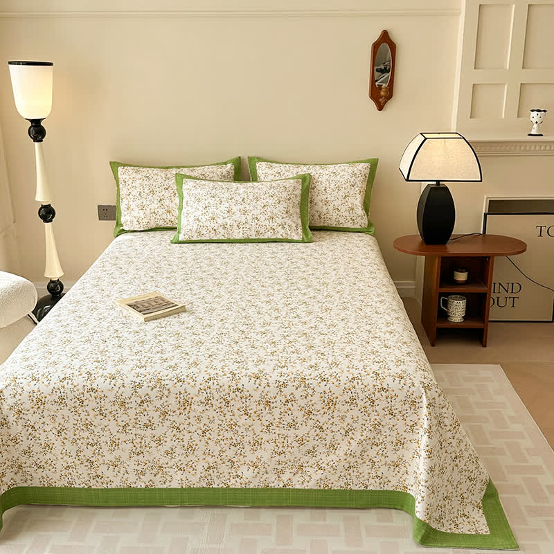 Luxury Pure Cotton Elegant Floral Breathable Coverlet - Hypoallergenic & Durable
