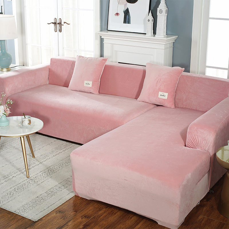 Soft and Durable Suede Pure Color Elastic Sofa Cover