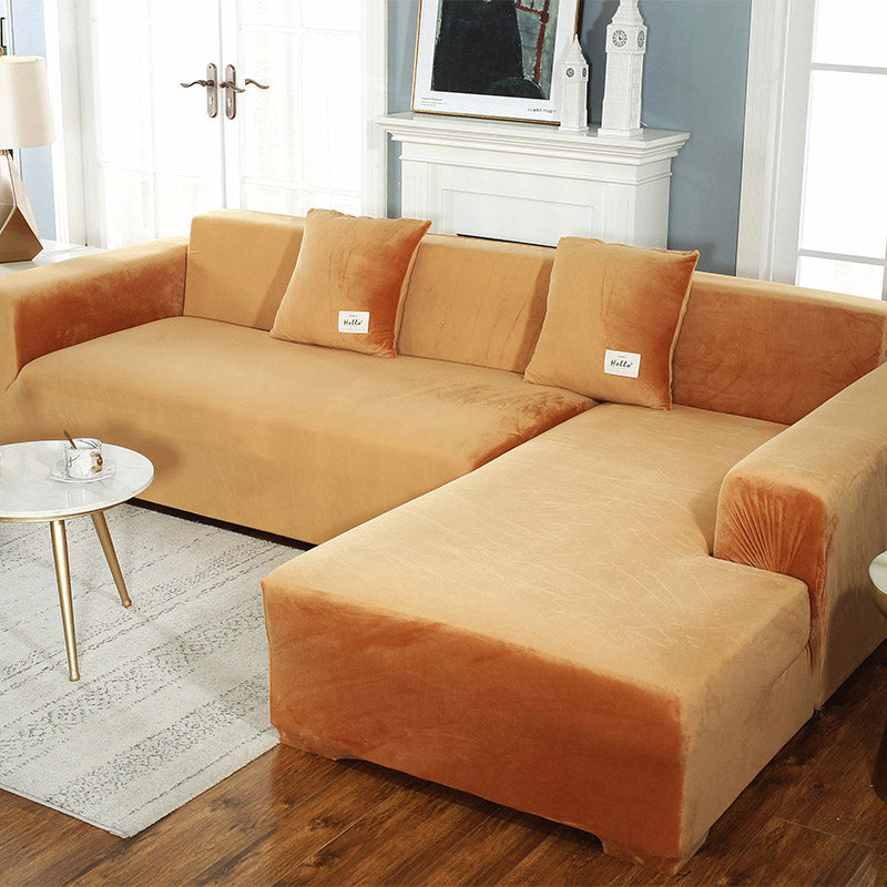 Soft and Durable Suede Pure Color Elastic Sofa Cover