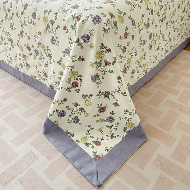 Exquisite Luxurious Breathable Rose Cotton Coverlet