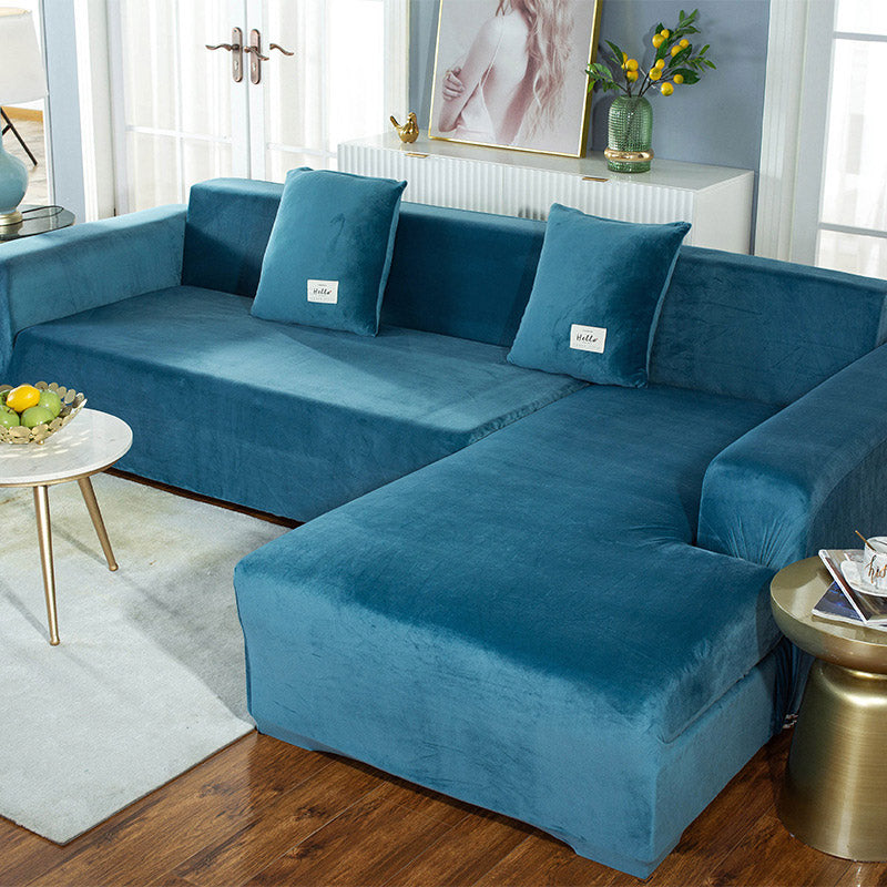 Soft and Durable Suede Pure Color Elastic Sofa Cover