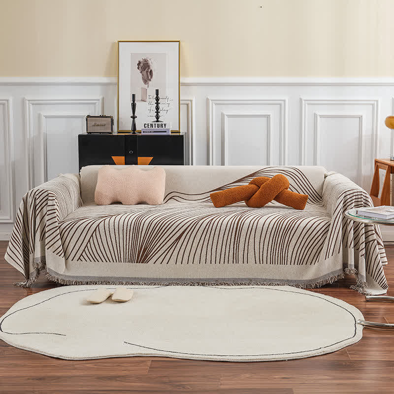 CozyCote Chenille Abstract Stripe Sofa Protector - High Elasticity & Skin-Friendly