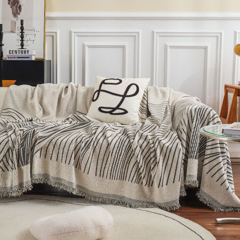CozyCote Chenille Abstract Stripe Sofa Protector - High Elasticity & Skin-Friendly