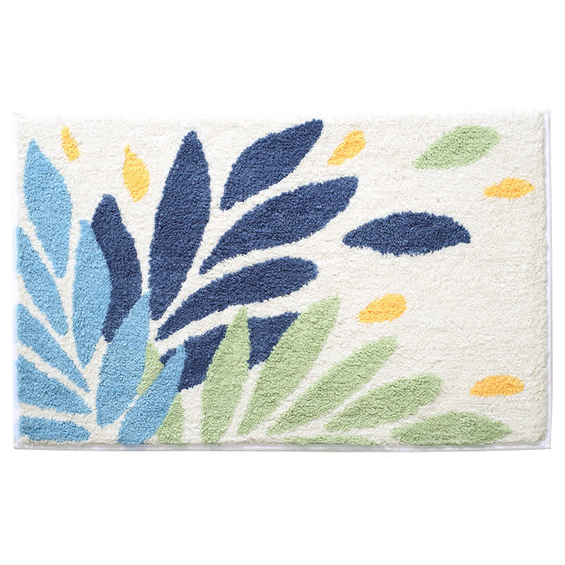 CozyCote Leaf Pattern Soft Non-Slip Bathroom Rug - Absorbent & Easy to Clean