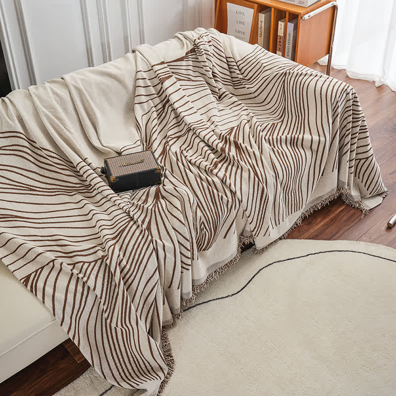 CozyCote Chenille Abstract Stripe Sofa Protector - High Elasticity & Skin-Friendly