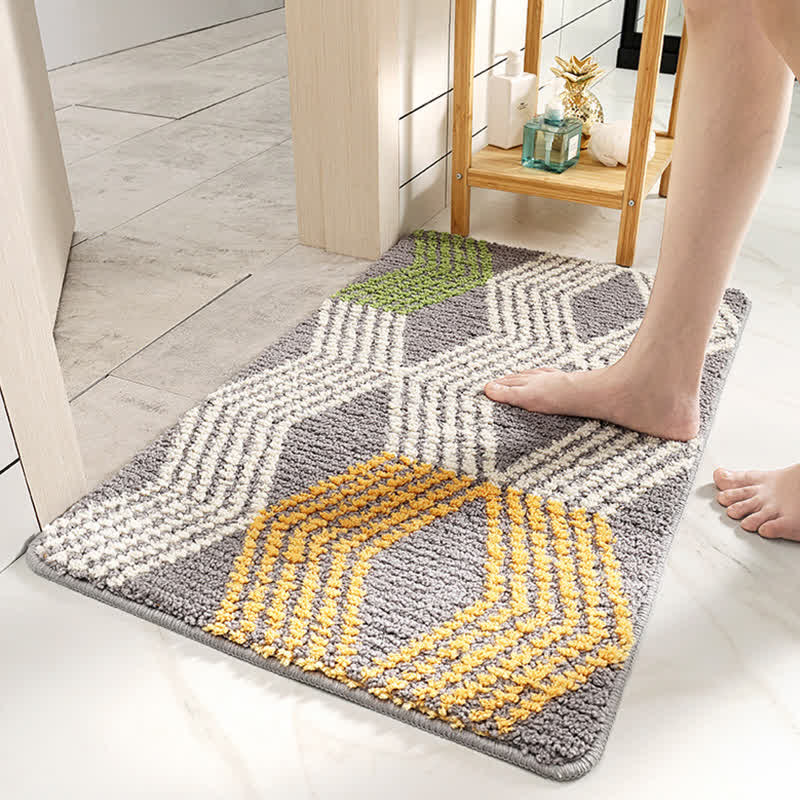 CozyCote Leaf Pattern Soft Non-Slip Bathroom Rug - Absorbent & Easy to Clean
