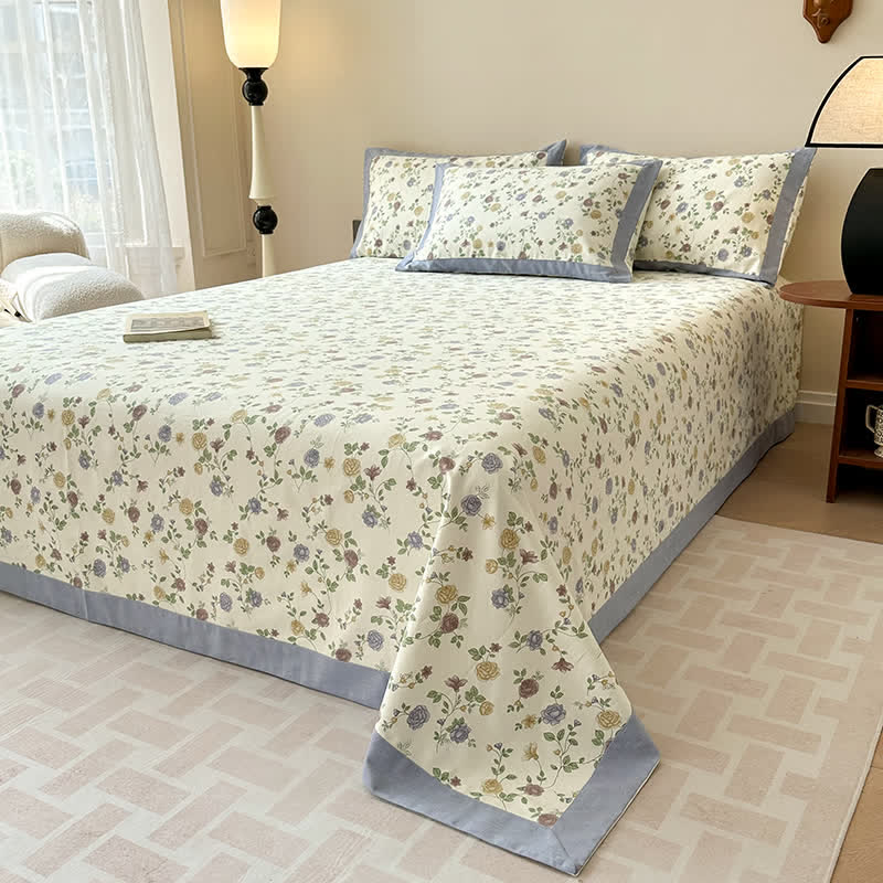 Exquisite Luxurious Breathable Rose Cotton Coverlet