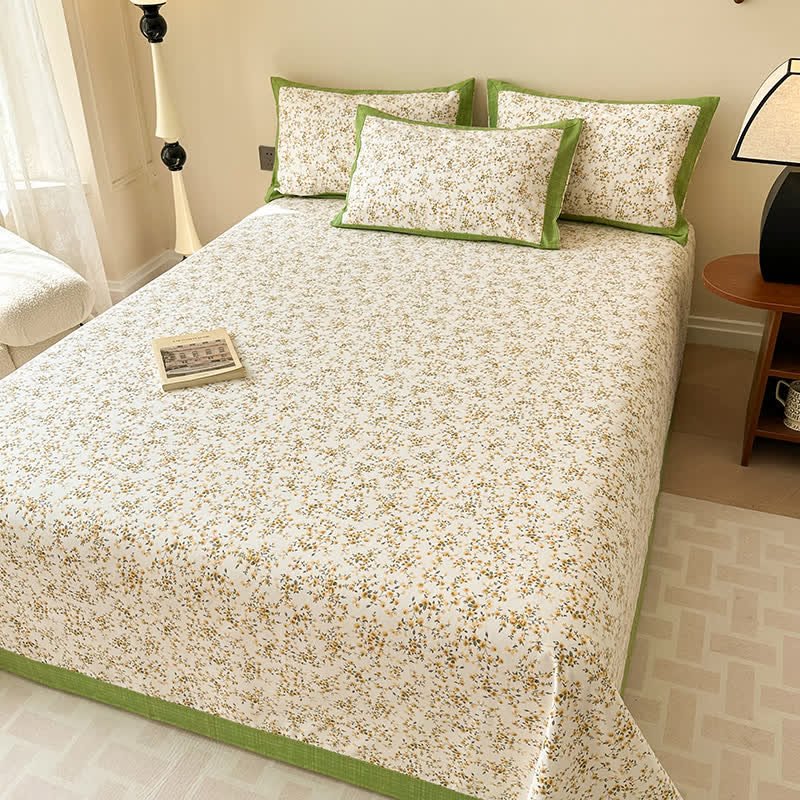Luxury Pure Cotton Elegant Floral Breathable Coverlet - Hypoallergenic & Durable