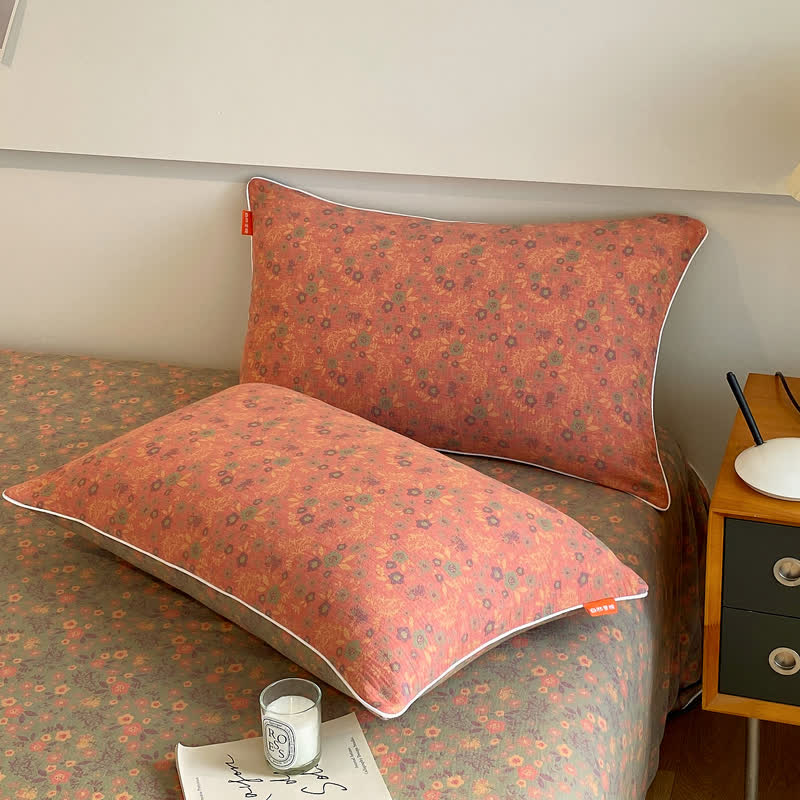 Romantic Vintage Floral Double Layer Cotton Gauze Coverlet