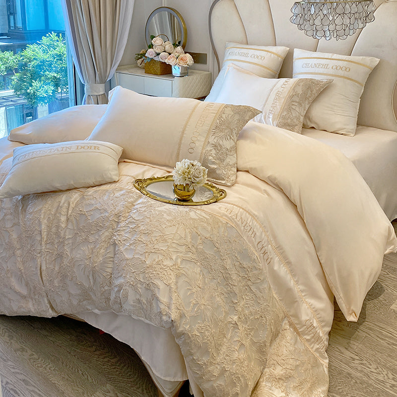 Elegant Light Luxury High-End Pure Cotton Four-Piece Bedding Set
