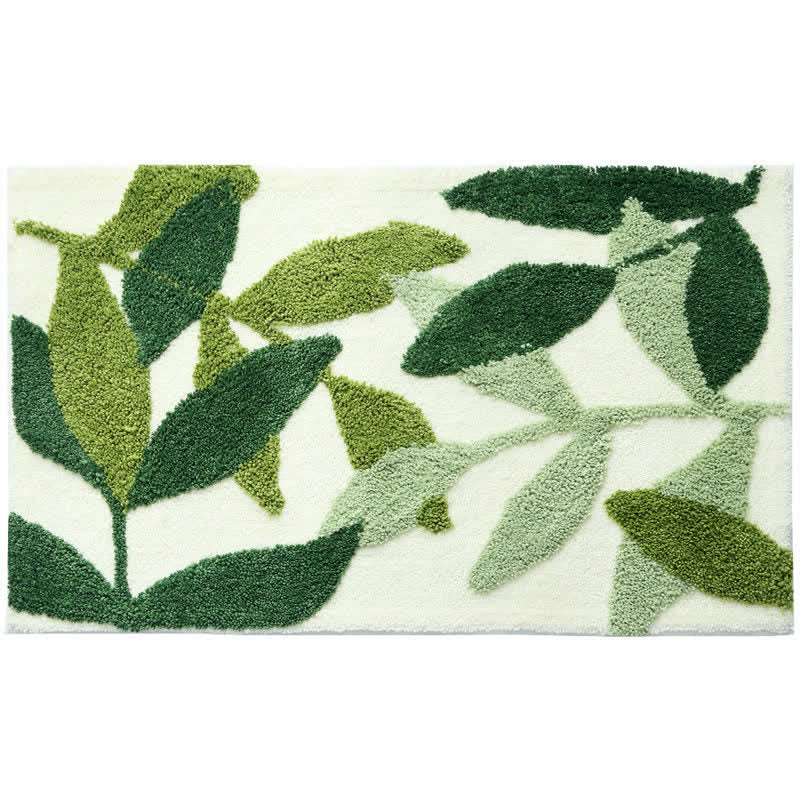 CozyCote Green Leaf Print Soft Non-Slip Floor Rug - Eco-Friendly & Stylish