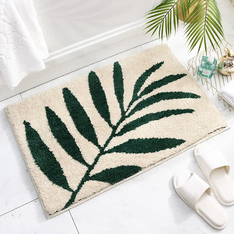 CozyCote Green Leaf Print Soft Non-Slip Floor Rug - Eco-Friendly & Stylish