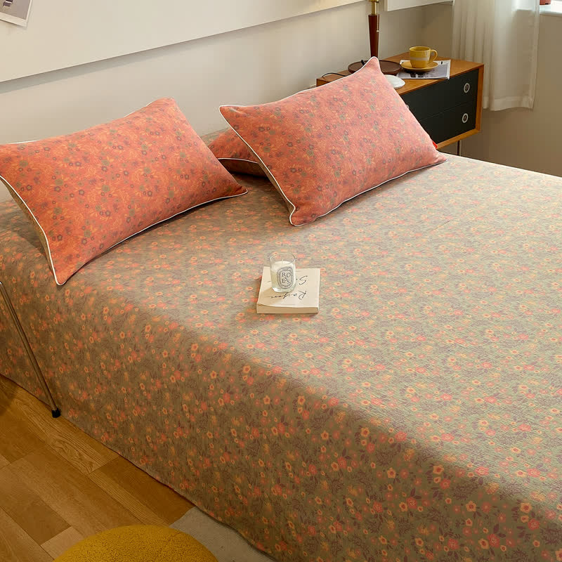 Romantic Vintage Floral Double Layer Cotton Gauze Coverlet