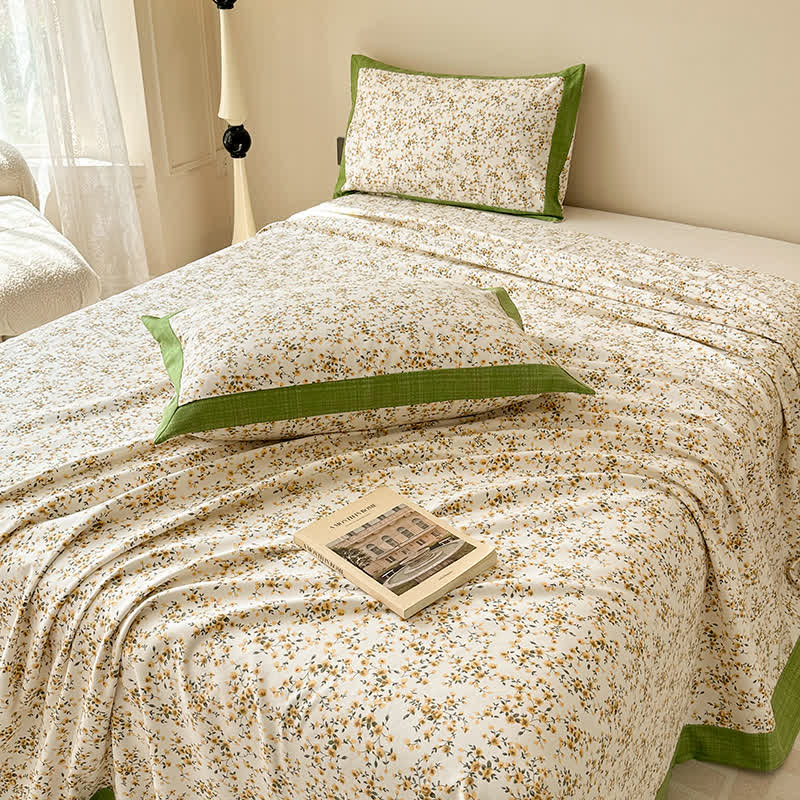 Luxury Pure Cotton Elegant Floral Breathable Coverlet - Hypoallergenic & Durable
