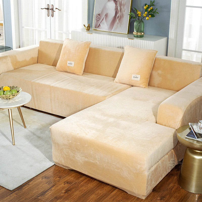 Soft and Durable Suede Pure Color Elastic Sofa Cover