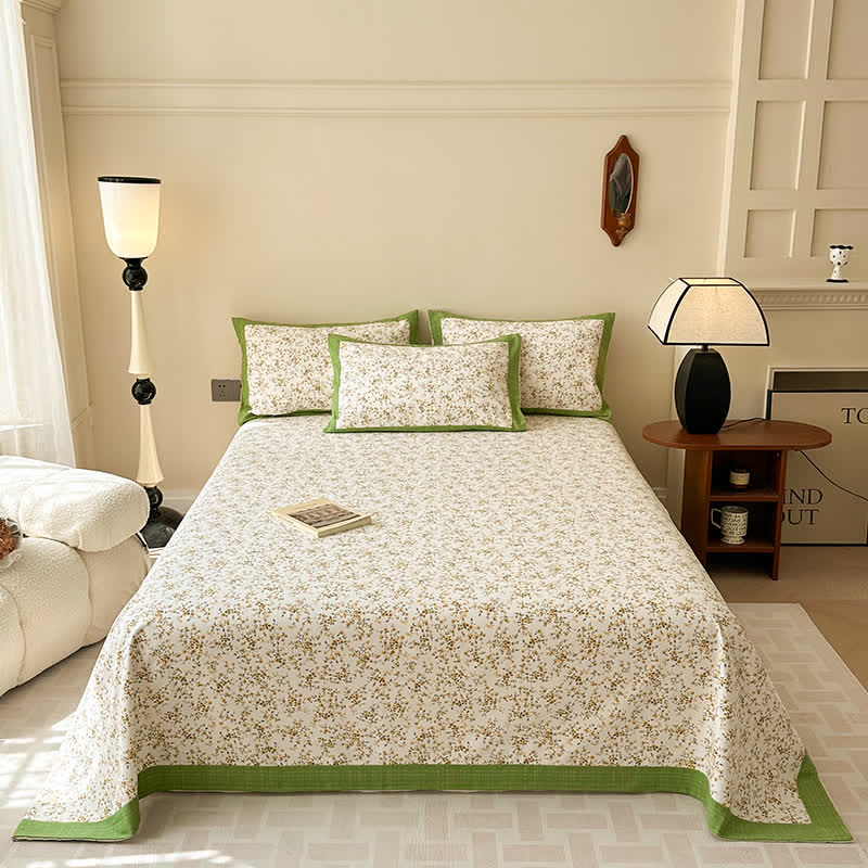 Luxury Pure Cotton Elegant Floral Breathable Coverlet - Hypoallergenic & Durable