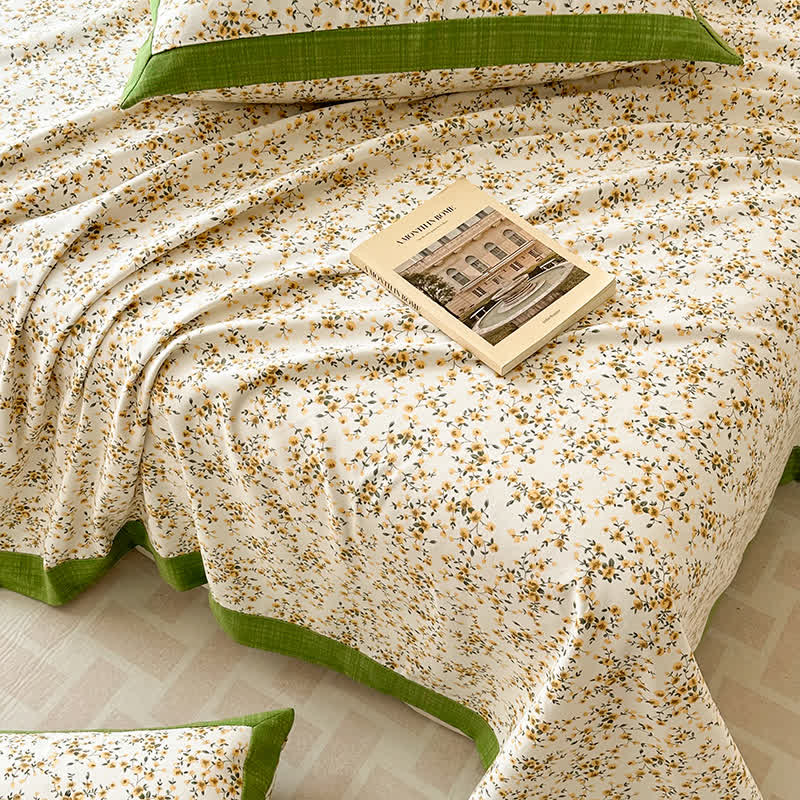 Luxury Pure Cotton Elegant Floral Breathable Coverlet - Hypoallergenic & Durable
