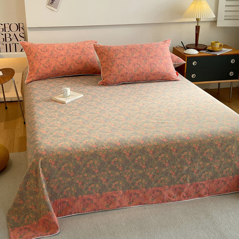 Romantic Vintage Floral Double Layer Cotton Gauze Coverlet