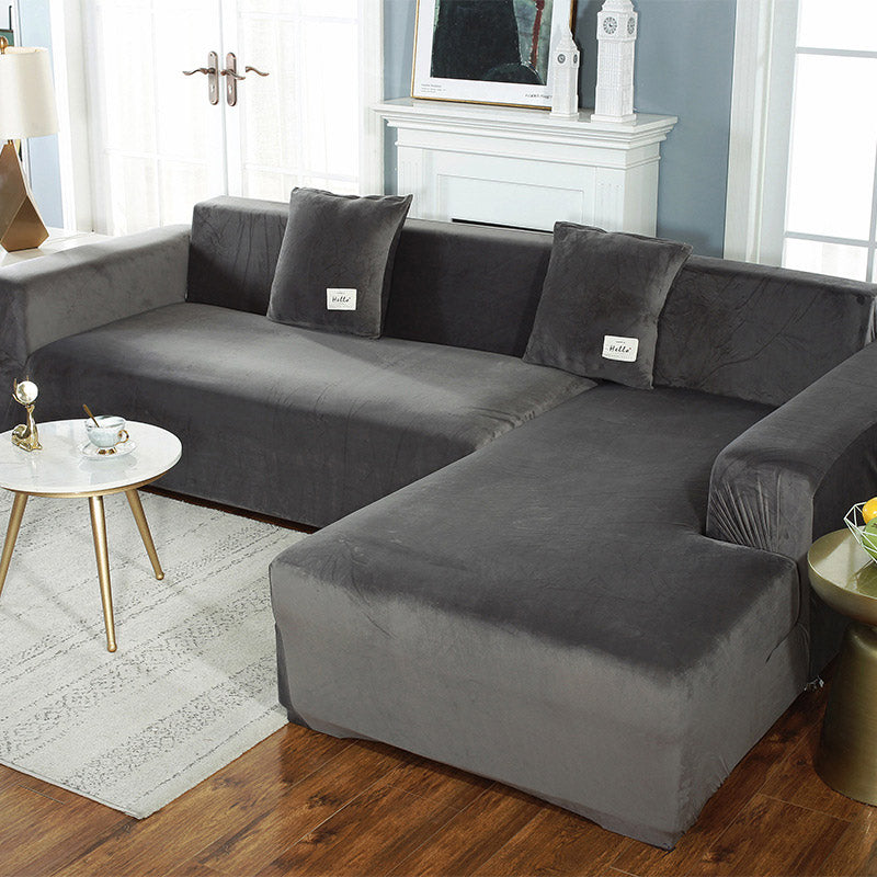 Soft and Durable Suede Pure Color Elastic Sofa Cover