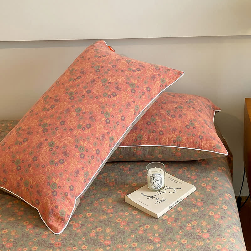 Romantic Vintage Floral Double Layer Cotton Gauze Coverlet