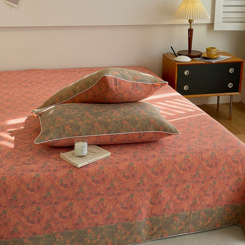 Romantic Vintage Floral Double Layer Cotton Gauze Coverlet