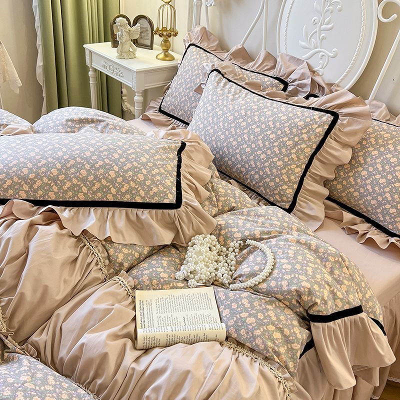 Elegant Retro Princess Style Pure Cotton Ruffled Adult Pillowcase