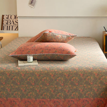 Romantic Vintage Floral Double Layer Cotton Gauze Coverlet
