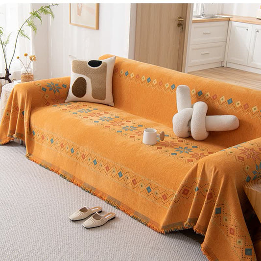 Stylish Bohemian - Inspired Geometric Chenille Sofa Protector for Trendy Furniture Protection