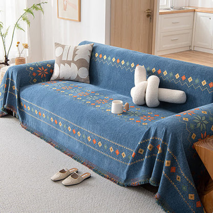 Stylish Bohemian - Inspired Geometric Chenille Sofa Protector for Trendy Furniture Protection