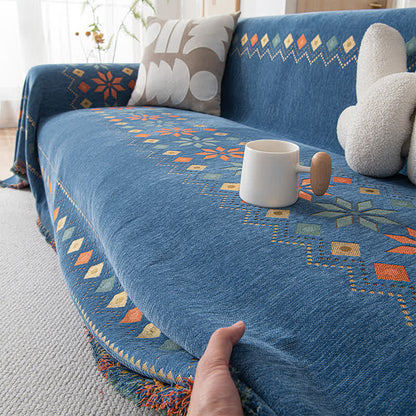 Stylish Bohemian - Inspired Geometric Chenille Sofa Protector for Trendy Furniture Protection