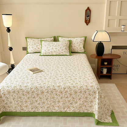 Luxury Pure Cotton Elegant Floral Breathable Coverlet - Hypoallergenic & Durable