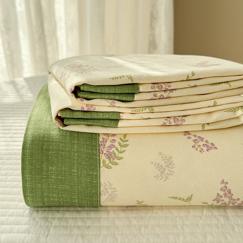 Charming Rustic Lavender Pure Cotton Soft Coverlet - Breathable and Relaxing