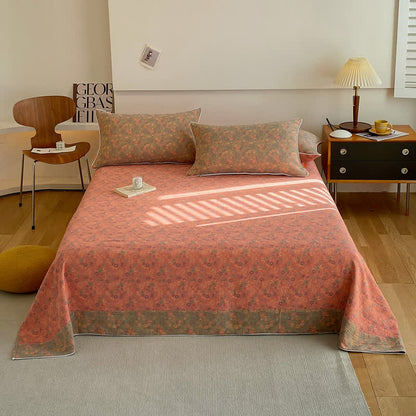 Romantic Vintage Floral Double Layer Cotton Gauze Coverlet