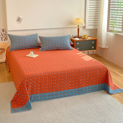 Highly Breathable Cotton Gauze Bedding with Stylish Plaid and Square Patterns