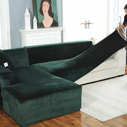 Soft and Durable Suede Pure Color Elastic Sofa Cover