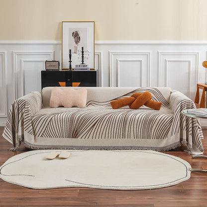 CozyCote Chenille Abstract Stripe Sofa Protector - High Elasticity & Skin-Friendly