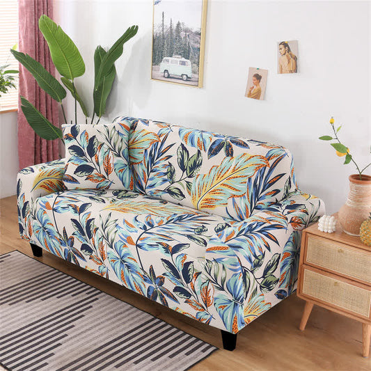 CozyCote Forest Leaf Sofa Cover with One Pillowcase - Fade-Resistant & Machine Washable