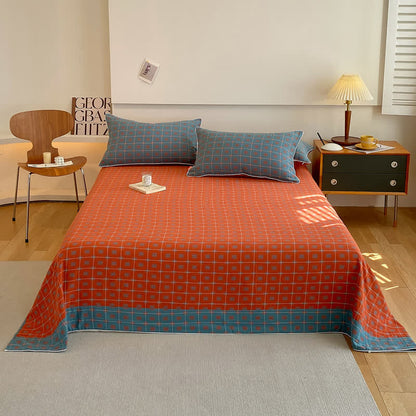 Highly Breathable Cotton Gauze Bedding with Stylish Plaid and Square Patterns