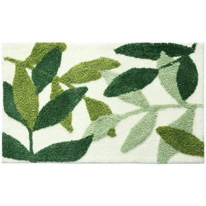 CozyCote Green Leaf Print Soft Non-Slip Floor Rug - Eco-Friendly & Stylish