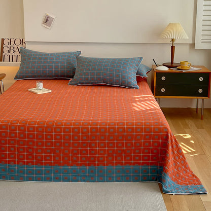 Highly Breathable Cotton Gauze Bedding with Stylish Plaid and Square Patterns