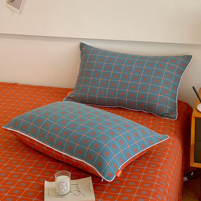 Highly Breathable Cotton Gauze Bedding with Stylish Plaid and Square Patterns