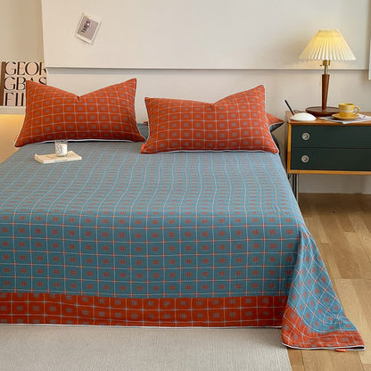 Highly Breathable Cotton Gauze Bedding with Stylish Plaid and Square Patterns