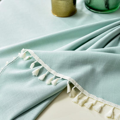 Festive Christmas Round Tablecloth - Washable & Elegant with Tassel Trim