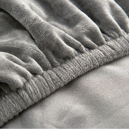 Soft and Durable Suede Pure Color Elastic Sofa Cover