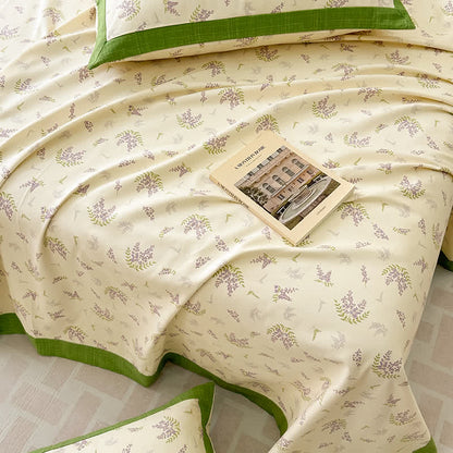 Charming Rustic Lavender Pure Cotton Soft Coverlet - Breathable and Relaxing