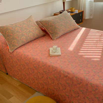Romantic Vintage Floral Double Layer Cotton Gauze Coverlet