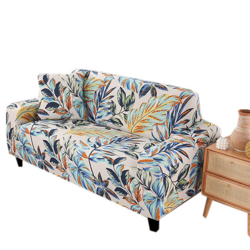 CozyCote Forest Leaf Sofa Cover with One Pillowcase - Fade-Resistant & Machine Washable